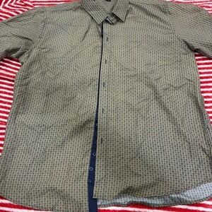 Calvino Brown/blue short sleeve button up shirt men size XL. SKU886